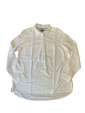 Tommy Hilfiger Top Large White Boyfriend Fit Half Button